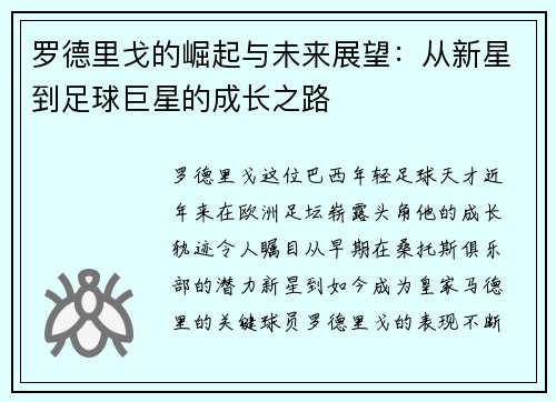 罗德里戈的崛起与未来展望：从新星到足球巨星的成长之路